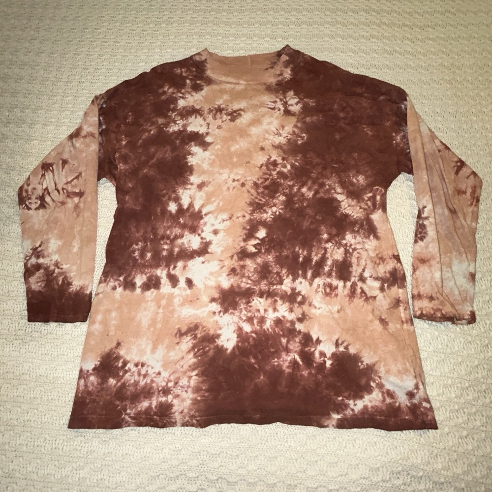 Free People Be Free Womens Tie‎ Dye Long Sleeve Tee Size Medium Crew Neck